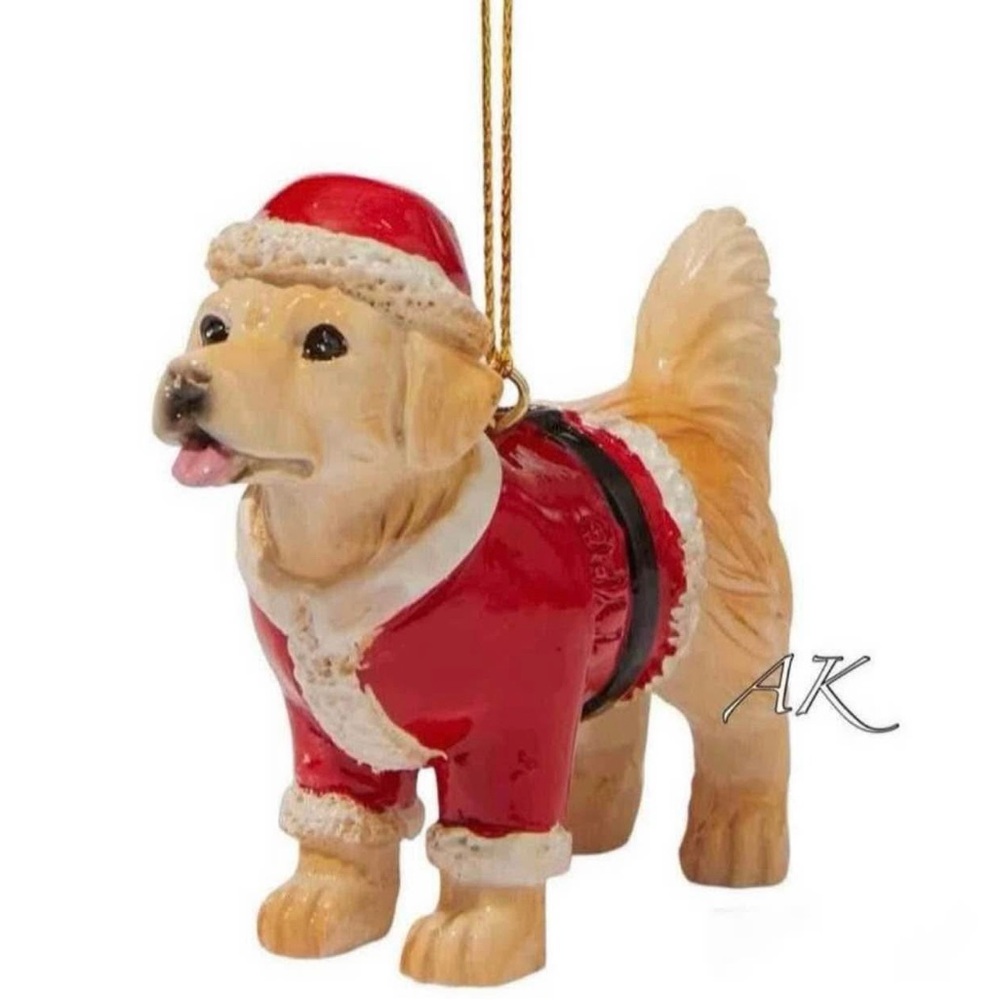 Golden Retriever Santa Christmas Tree Ornament